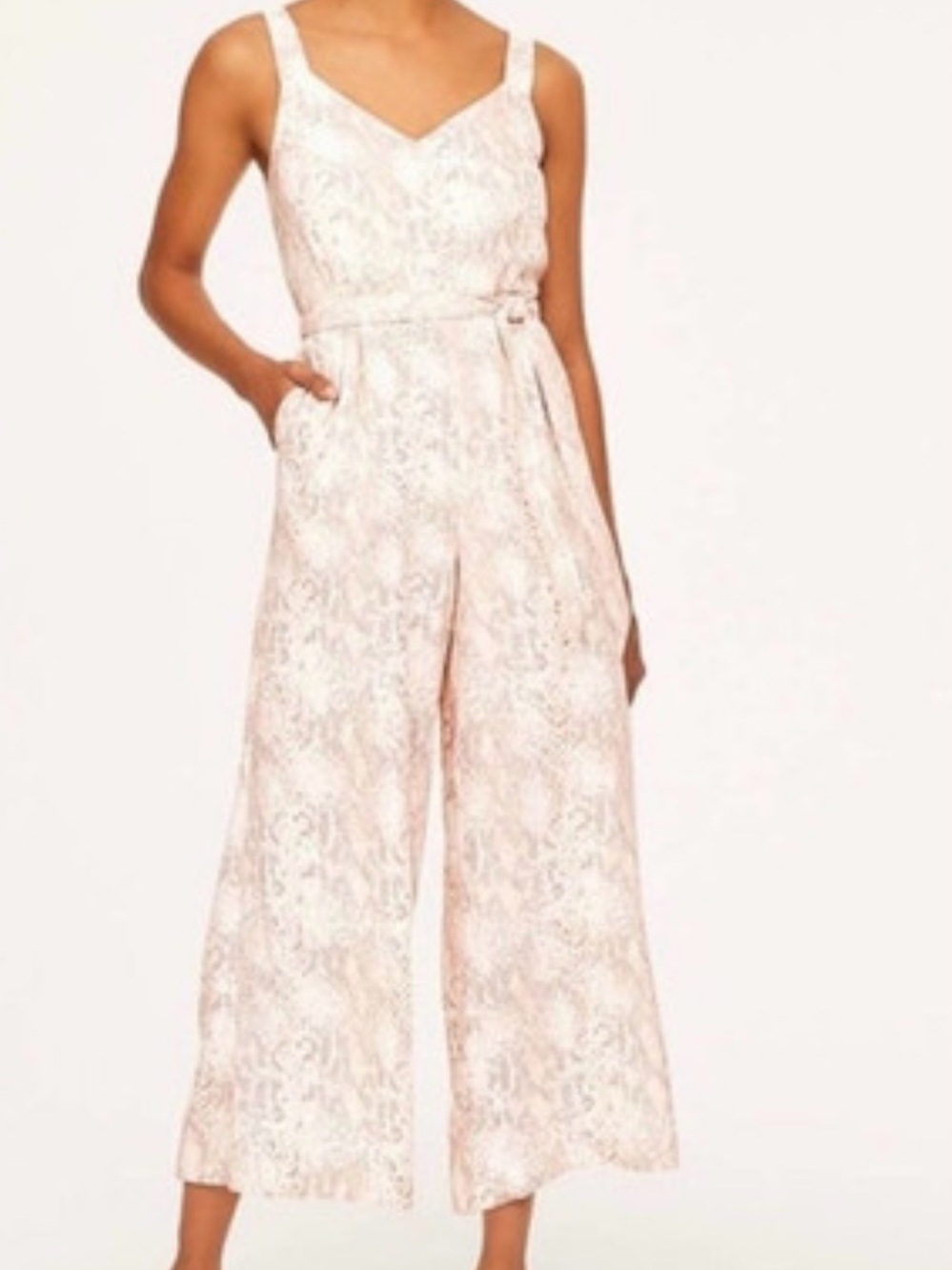 Sleeveless Wide-Leg Jumpsuit in Blush Paisley